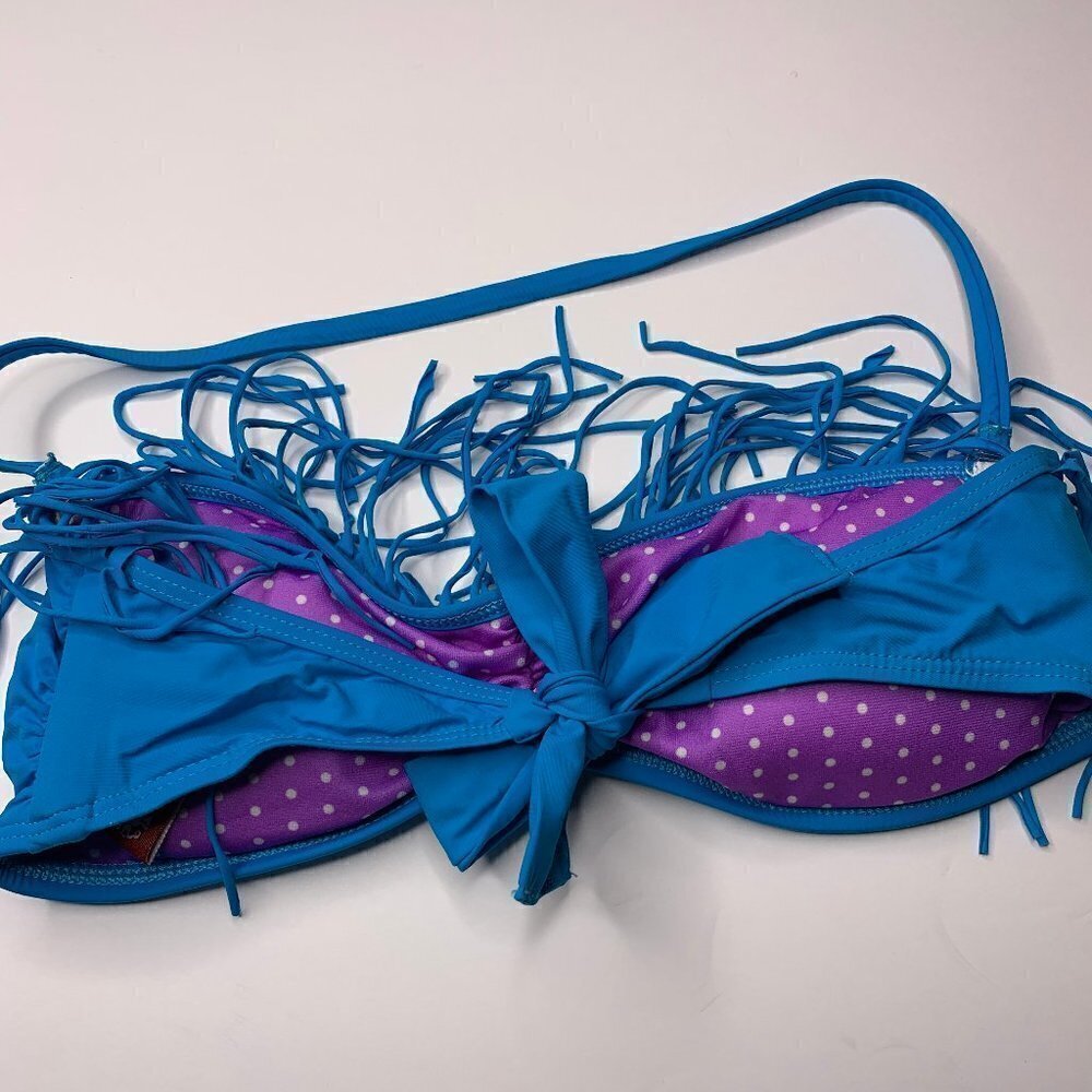 Guess Blue Swim Top Polka Dot Size M